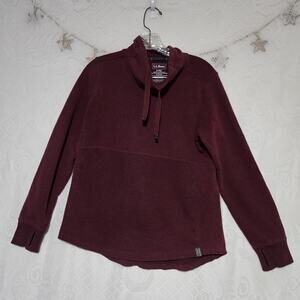 L. L. Bean Small Petite Cowl Neck Ribbed Sweatshirt Pockets Camping Hiking Cozy